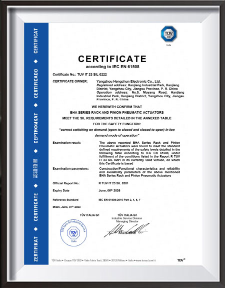 Пневматический TUV IT 23 SIL 0222-BHA2